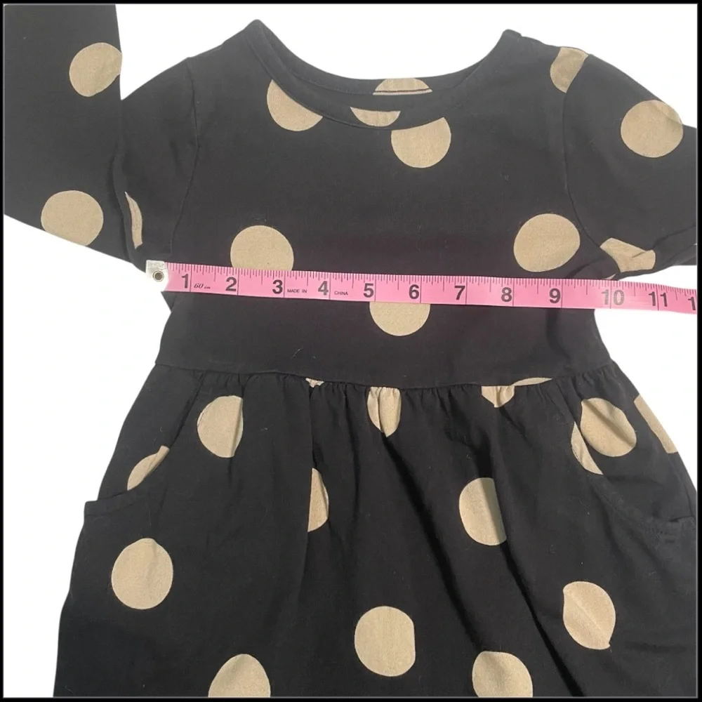 Wonder Nation Black and Cream Polka Dot Dress